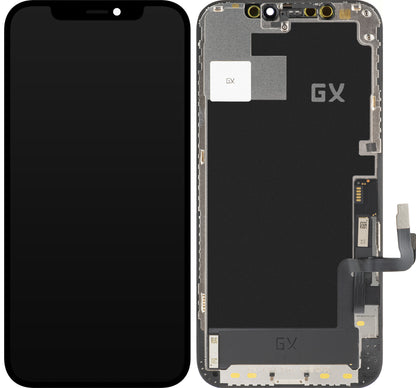 Touchscreen Display GX til Apple iPhone 12 / 12 Pro, med ramme, OLED IC Movable Version, Sort