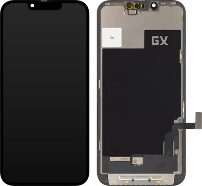 GX Touchscreen Display til Apple iPhone 13, med ramme, OLED IC Movable Version, Sort