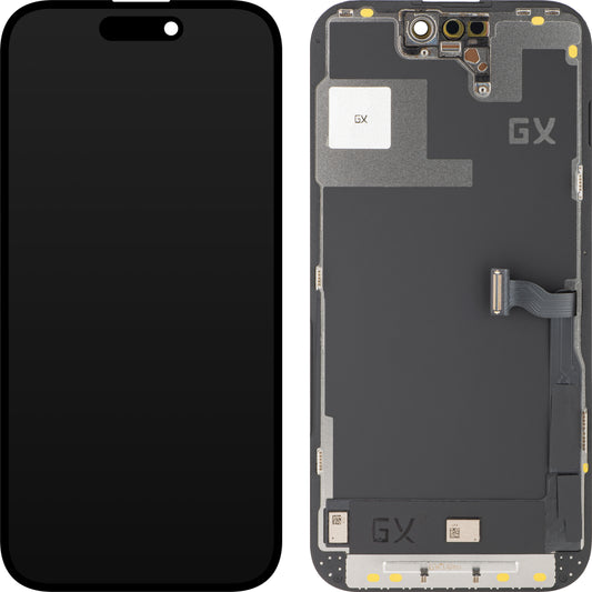 Touchscreen Display GX til Apple iPhone 14 Pro, med ramme, OLED IC Movable Version, Sort