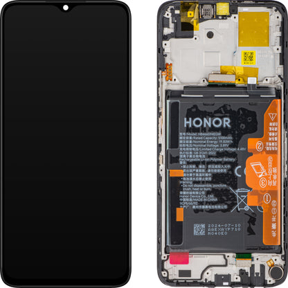 Skærm med touchscreen Honor X5 Plus / X6a, med ramme og batteri, sort, servicepakke 0235AJLY 