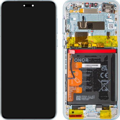 Display med Touchscreen Honor Magic7 Pro, med Ramme og Batteri, Blå (Breeze Blue), Servicepakke 0235AMRP