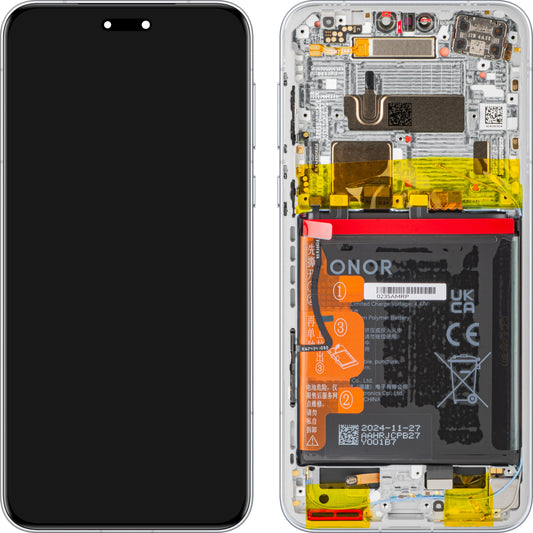 Display med Touchscreen Honor Magic7 Pro, med Ramme og Batteri, Grå (Lunar shadow Grey), Servicepakke 0235AMRN