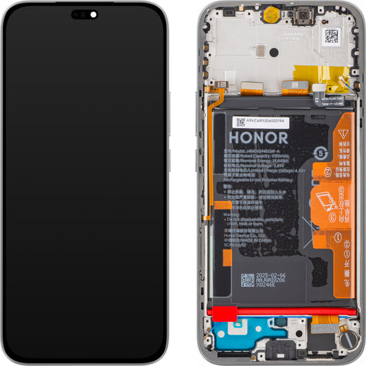 Display med Touchscreen Honor 400 Lite, med Ramme og Batteri, Grå (Velvet Grey), Servicepakke 0235ANTA