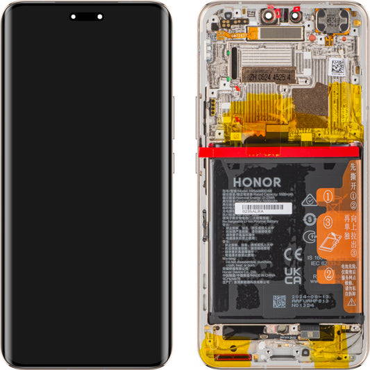 Touchscreen-skærm med touchscreen Honor Magic6 Pro, med ramme og batteri, guld, servicepakke 0235ALRA