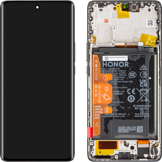 Display med Touchscreen Honor X50, med Ramme og Batteri, Sort, Service Pack 0235AGJG