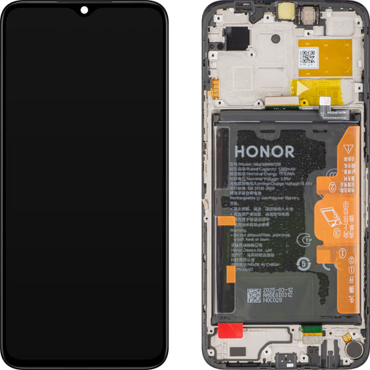 Display med Touchscreen Honor X6b Plus / X6b, med Ramme og Batteri, Sort, Servicepakke 0235AKES