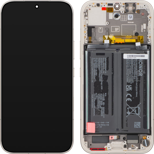 Touchscreen-display Honor 600, med ramme og batteri, Guld (Golden White), Service Pack 0235ATSN