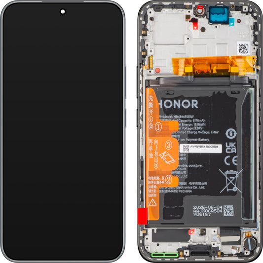 Honor 400 Touchscreen-display med ramme og batteri, sort (Midnight Black), Service Pack 0235APNM