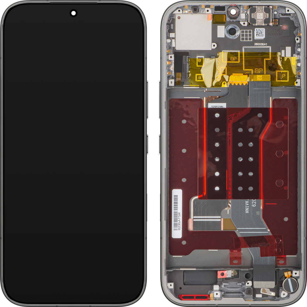 Honor 600 Touchscreen Display med Ramme, Sort, Service Pack 0235ATSR
