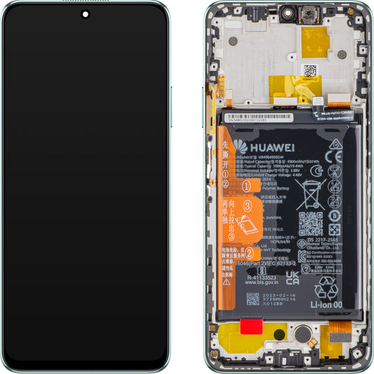 Display med berøringsskærm Huawei nova Y90, med ramme og batteri, Emerald Green, Service Pack 02355ARG