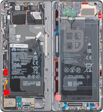 Display med Touchscreen Huawei Mate X7, med Ramme og Batteri, Grå, Servicepakke 02357JRM