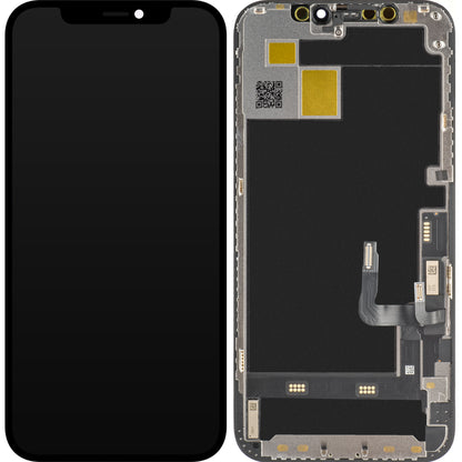 JK Touchscreen Display til Apple iPhone 12 / 12 Pro, med ramme, OLED IC Flytbar version, Sort
