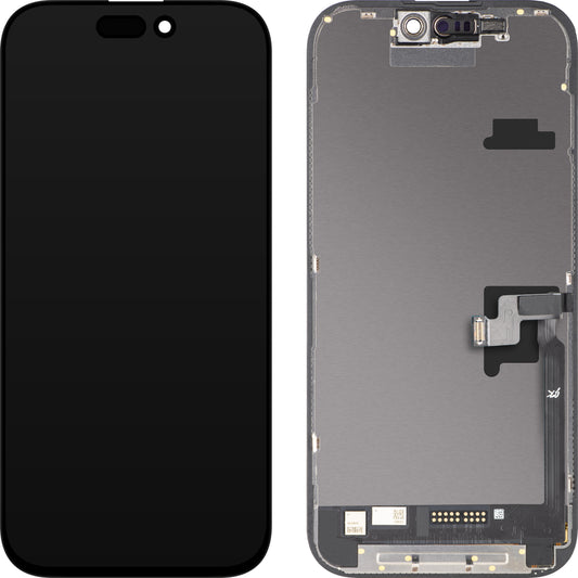 JK Touchscreen-display til Apple iPhone 16 Pro, med ramme, LCD In-Cell IC flytbar version, sort