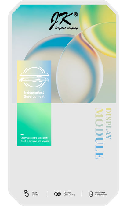 JK Touchscreen Display til Apple iPhone 15 Plus, med ramme, In-Cell LCD-version, sort 