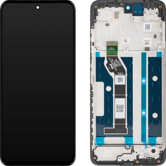 Motorola Moto Moto E15 / G05 Touchscreen-skærm med ramme, sort, servicepakke 5D68C29300 
