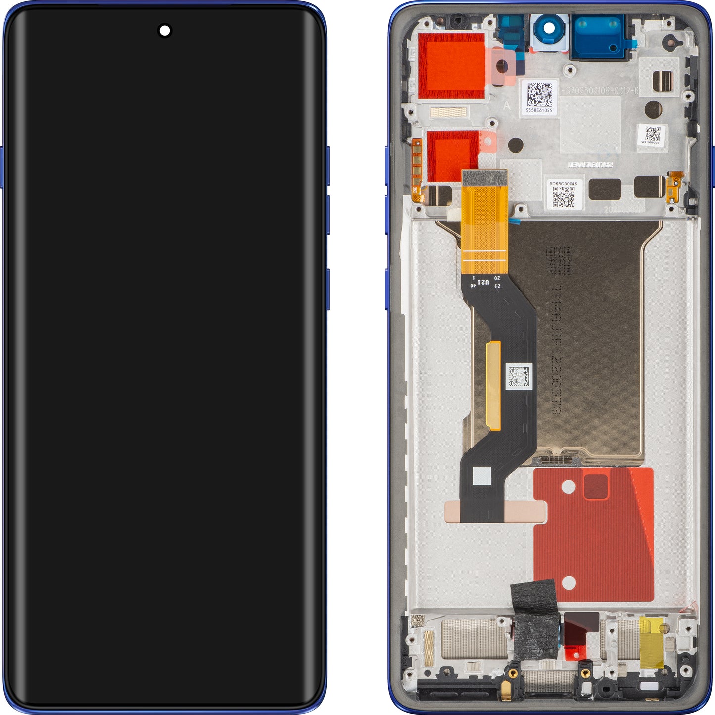 Display med Touchscreen Motorola Edge 60 Pro, med Ramme, Blå (Dazzling Blue), Servicepakke 5D68C30046