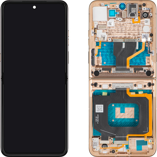 Display med Touchscreen Motorola Razr 60 Ultra, med Ramme, Under Indre, Beige (Mountain Trail), Servicepakke 5D68C30087