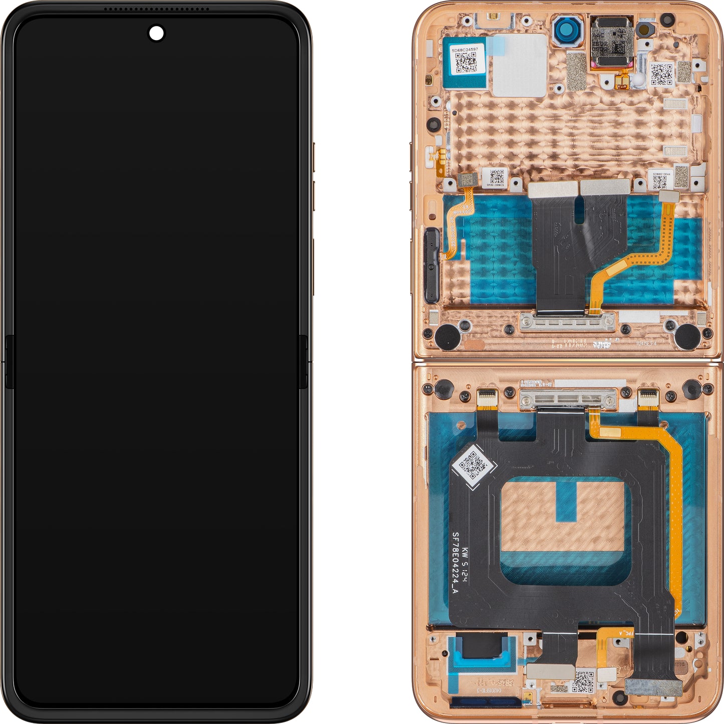 Display med Touchscreen Motorola Razr+ 2025 / Razr+ 2024 / Razr 50 Ultra, med Ramme, Under Indre, Orange (Peach Fuzz), Service Pack 5D68C24597