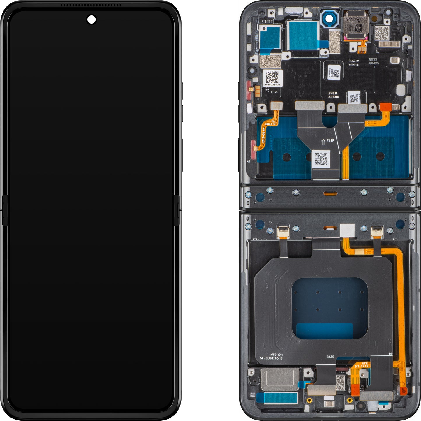 Display med Touchscreen Motorola Razr 2024 / Razr 50, med Ramme, Under Indre, Grå (Steel Wool), Swap 5D68C24806