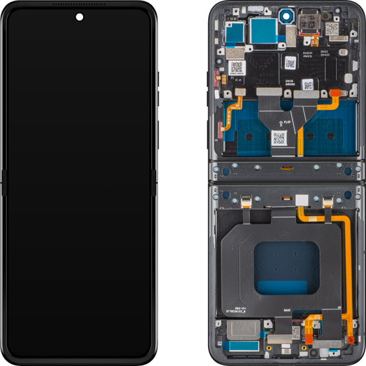 Display med Touchscreen Motorola Razr 2024 / Razr 50, med Ramme, Under Indre, Grå (Steel Wool), Swap 5D68C24806
