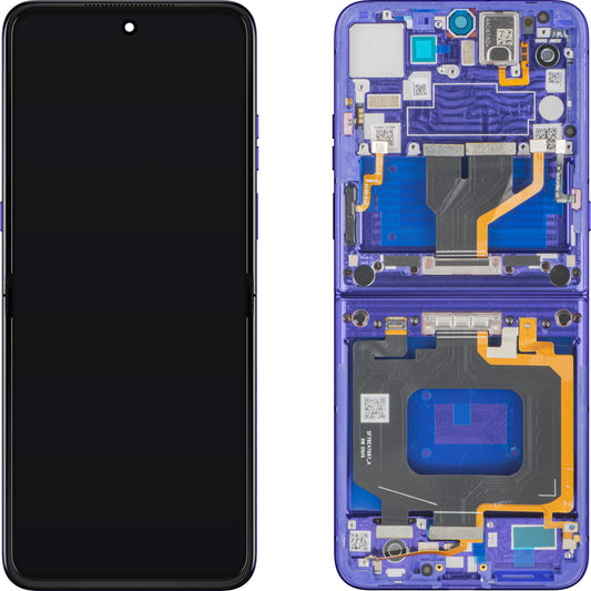 Touchscreen-display Motorola Razr Ultra 2026 / Razr 70 Ultra, med ramme, under inner, blå (Pantone Orient Blue) Service Pack 5D68C32859