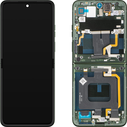 Touchscreen-display til Motorola Razr 70 Plus, med ramme, under inner, grøn (Pantone Mountain View) Service Pack 5D68C32313