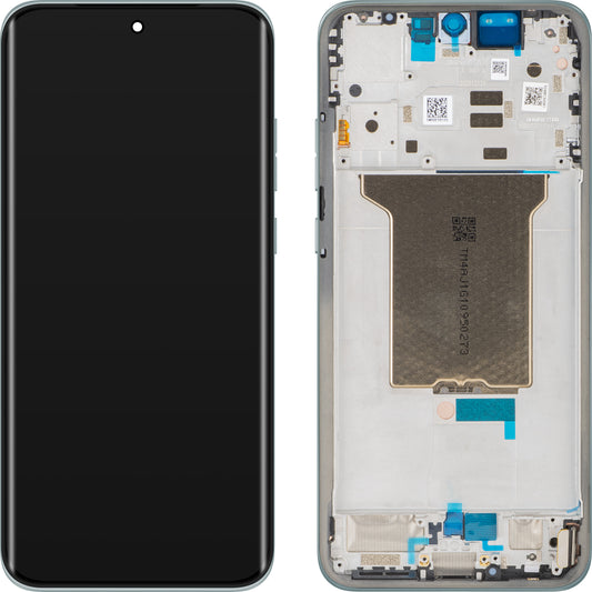 Touchscreen-display til Motorola Edge 70 Fusion+ / Edge 70 Fusion, med ramme, turkis (Pantone Blue Surf), Service Pack 5D68C32057