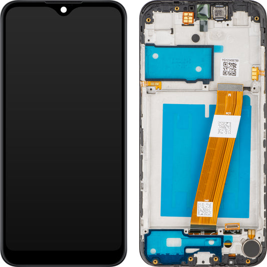Display med MP touchscreen kompatibel med Samsung Galaxy A01 A015, med ramme, ikke-europæisk version, sort