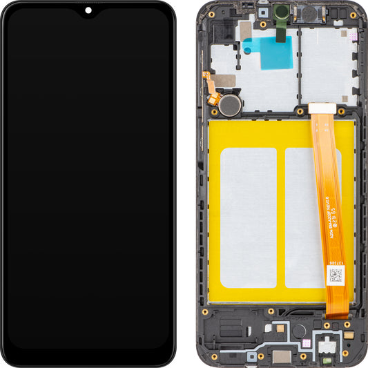 Display med MP touchscreen kompatibel med Samsung Galaxy A20e A202, med ramme, sort