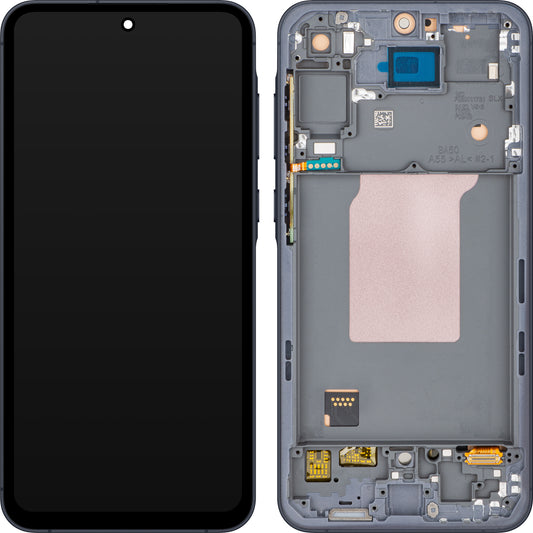 Display med Touchscreen MP kompatibel med Samsung Galaxy A55 5G A556, med Ramme, Sort