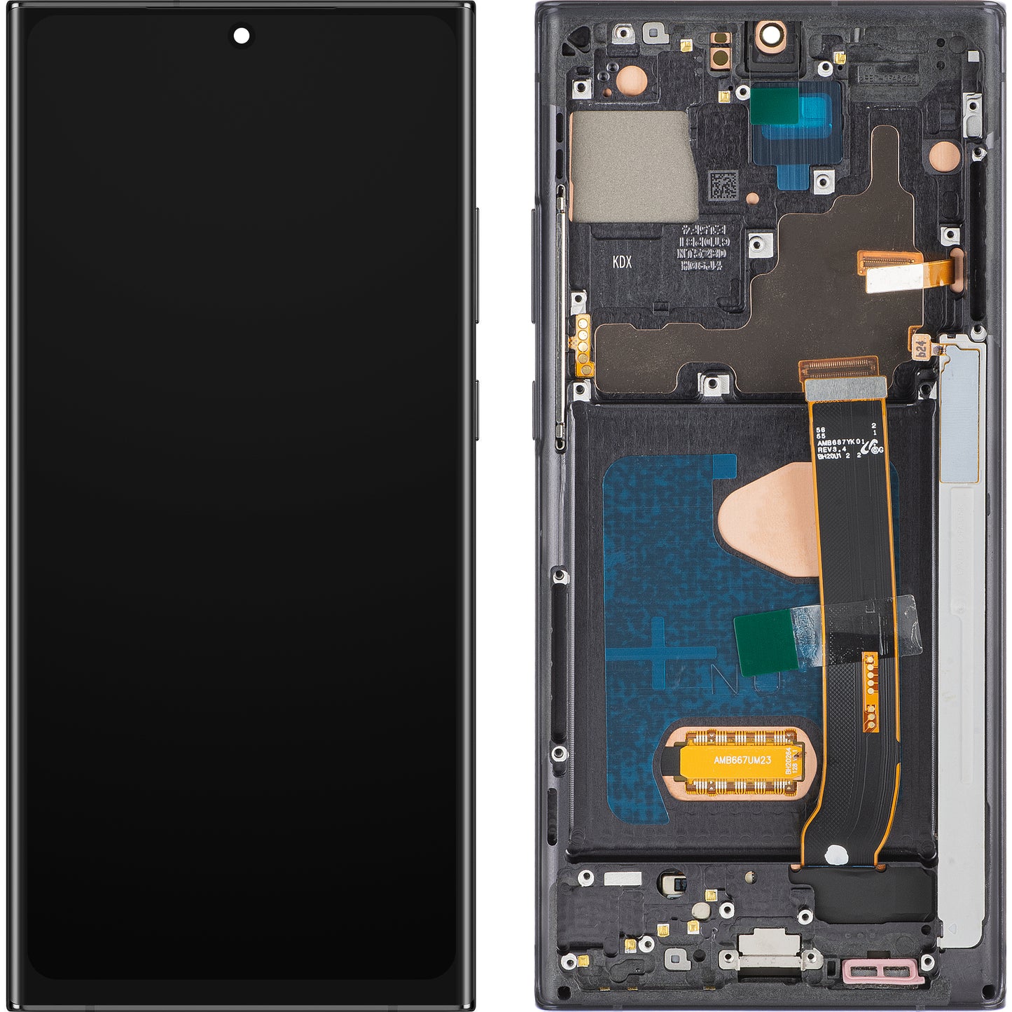 Display med MP touchscreen kompatibel med Samsung Galaxy Note 20 Ultra N985, med ramme, OLED-version, sort