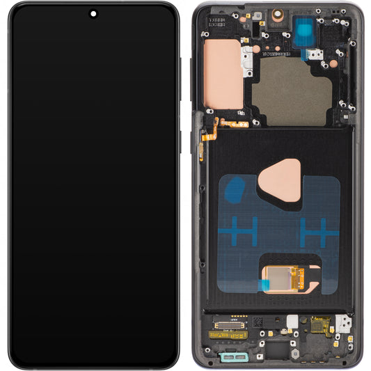 Display med Touchscreen MP kompatibel med Samsung Galaxy S21+ 5G G996, med Ramme, OLED Version, Sort