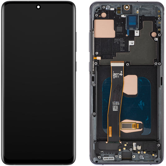 Display med Touchscreen MP kompatibel med Samsung Galaxy S20 Ultra G988, med Ramme, OLED-version, Sort