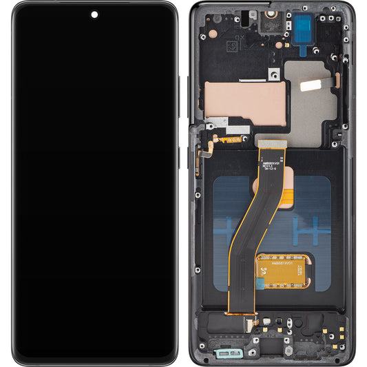 Display med MP Touchscreen kompatibel med Samsung Galaxy S21 Ultra 5G G998, med Ramme, OLED-version, Sort