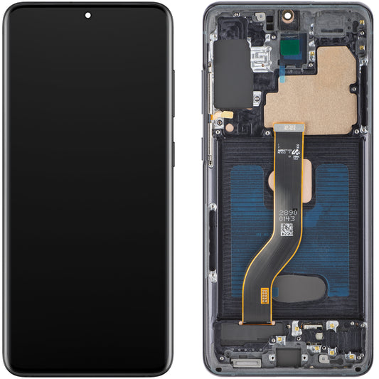 Display med Touchscreen MP kompatibel med Samsung Galaxy S20+ G985, med Ramme, OLED-version, Sort