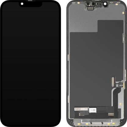 Display med MP touchscreen kompatibel med Apple iPhone 13, med ramme, Soft OLED FHD Diagnostic version, Sort
