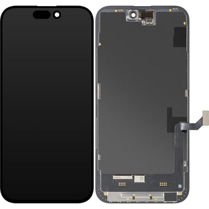Display med MP touchscreen kompatibel med Apple iPhone 15 Plus, med ramme, Soft OLED FHD IC Movable version, Sort