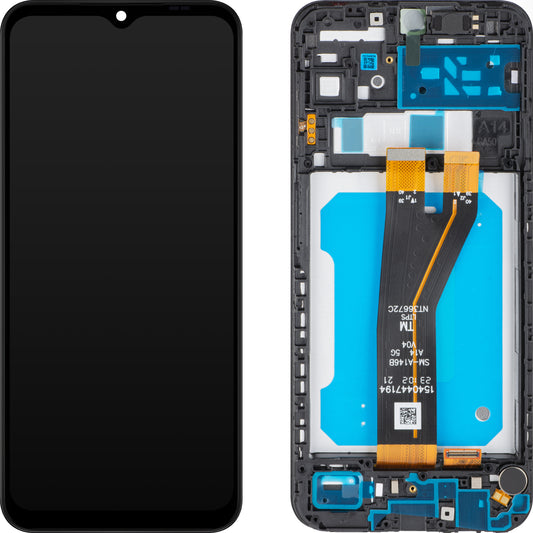 Display med MP touchscreen kompatibel med Samsung Galaxy A14 5G A146, med ramme, ikke-europæisk version, sort