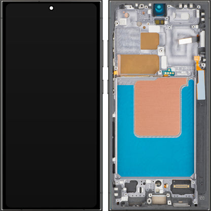 Display med MP touchscreen kompatibel med Samsung Galaxy S24 Ultra S928, med ramme, OLED-version, sort