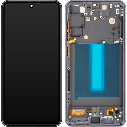 Display med MP touchscreen kompatibel med Samsung Galaxy S21 FE 5G G990, med ramme, OLED-version, sort