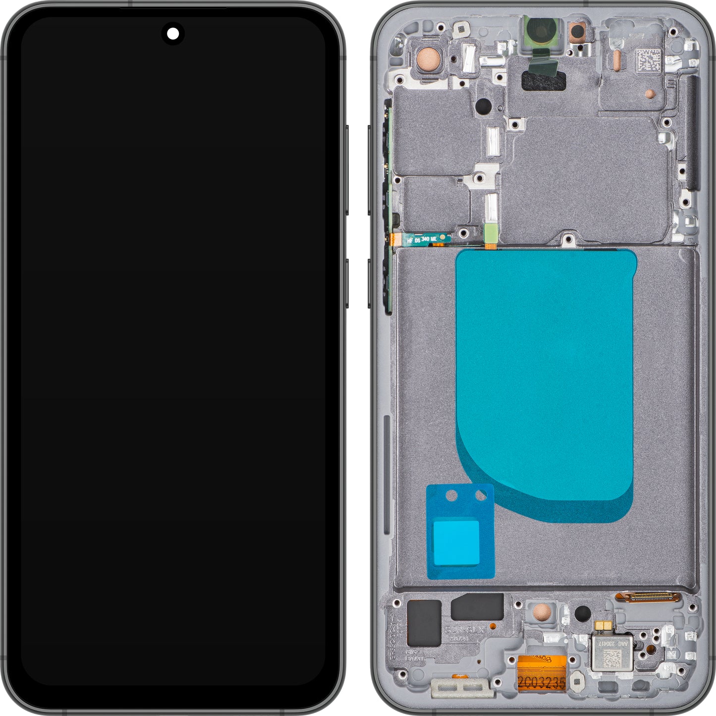 Display med MP touchscreen kompatibel med Samsung Galaxy S23 FE S711, med ramme, Sort