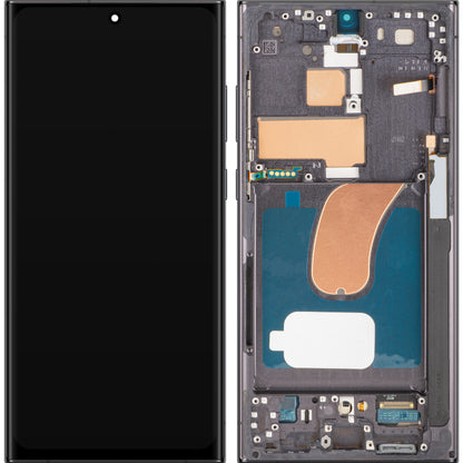 Display med MP touchscreen kompatibel med Samsung Galaxy S23 Ultra S918, med ramme, OLED-version, sort