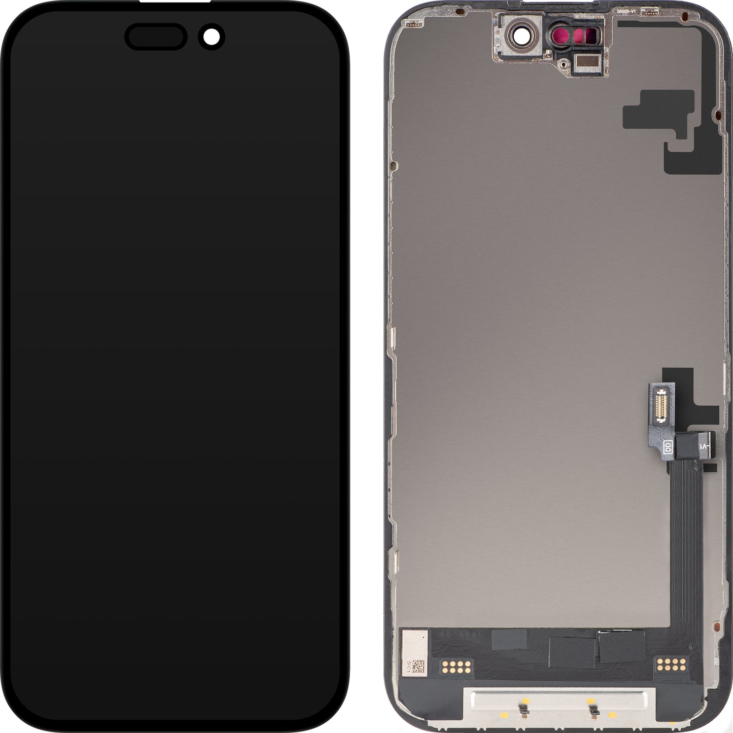 Display med MP touchscreen kompatibel med Apple iPhone 16, med ramme, Soft OLED FHD Diagnostic version, Sort