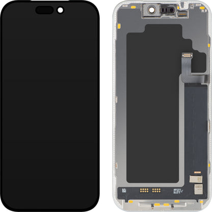 MP Touchscreen-display kompatibelt med Apple iPhone 17 Pro, med ramme, Soft OLED FHD 120Hz IC flytbar version, sort