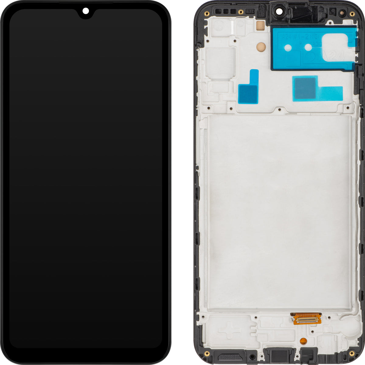 MP-skærm med touchskærm, kompatibel med Samsung Galaxy A24 4G A245, med ramme, sort, genforseglet.