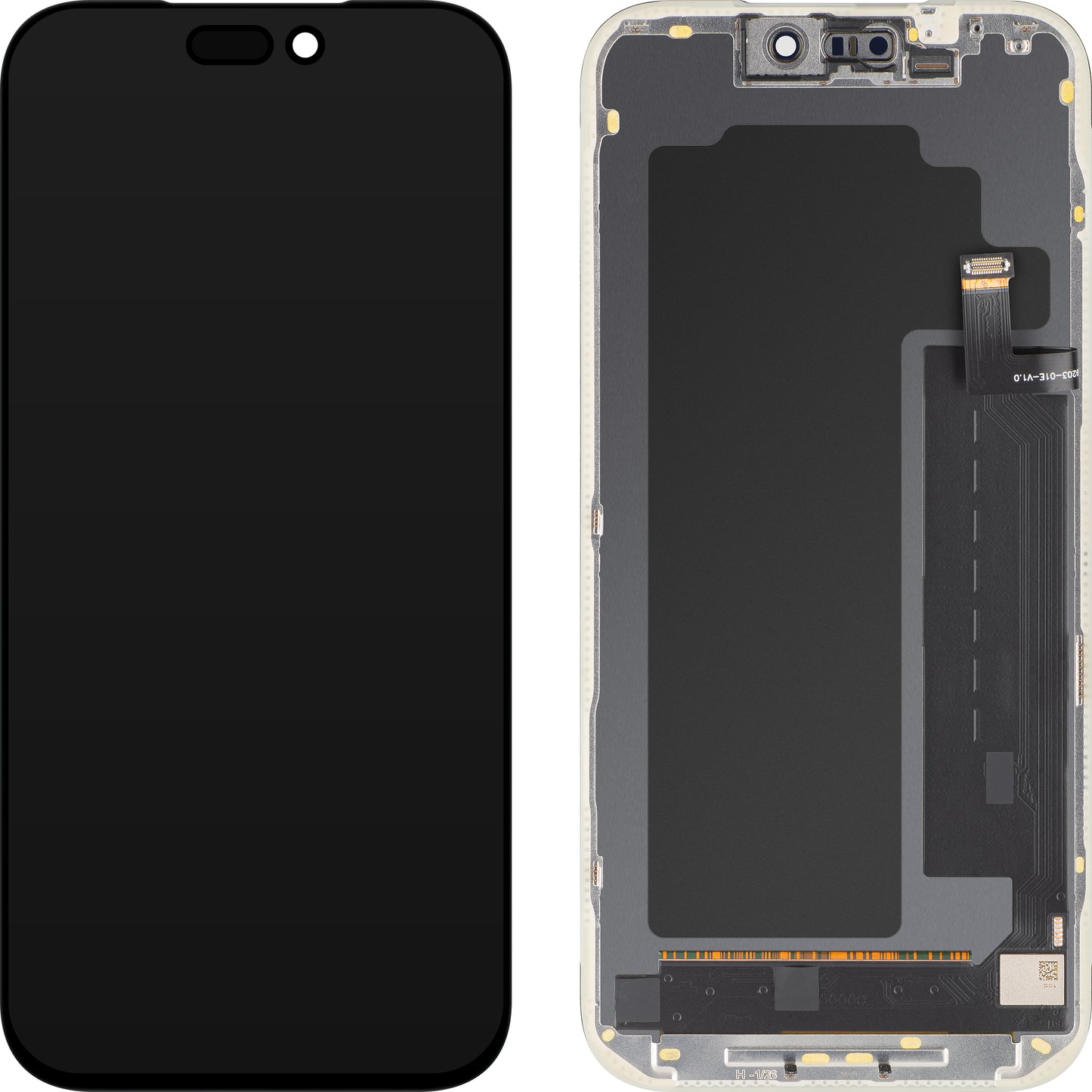 MP Touchscreen-display kompatibel med Apple iPhone 17 Pro Max, med ramme, OLED FHD IC Movable-version, sort