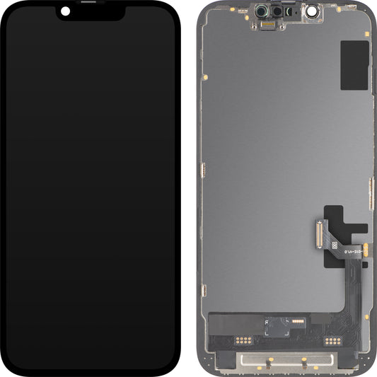 Display med MP touchscreen kompatibel med Apple iPhone 16e, med ramme, Soft OLED FHD 120Hz IC Movable version, Sort