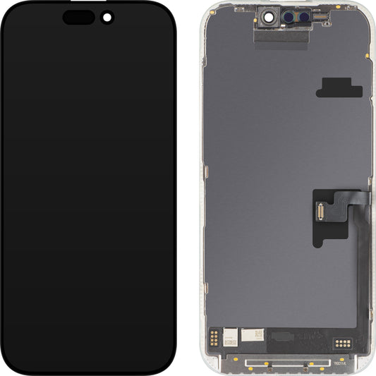 Display med MP touchscreen kompatibel med Apple iPhone 16 Pro, med ramme, Soft OLED FHD 120Hz IC Movable version, Sort