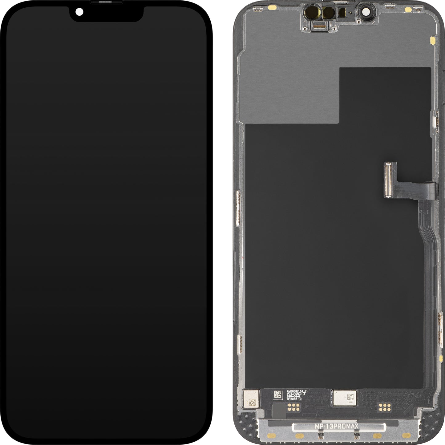 MP Touchscreen-display kompatibelt med Apple iPhone 13 Pro Max, med ramme, Premium Soft OLED FHD 120Hz diagnostisk version, sort