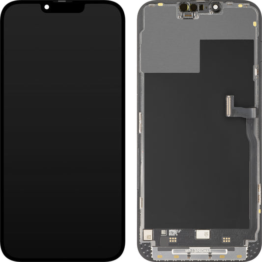 MP Touchscreen-display kompatibelt med Apple iPhone 13 Pro Max, med ramme, Premium Soft OLED FHD 120Hz diagnostisk version, sort